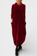 Saskia – Elegant velvet dress with pockets – Green / XL