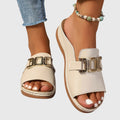 Silje – Gold Buckle Sandals – White / 38