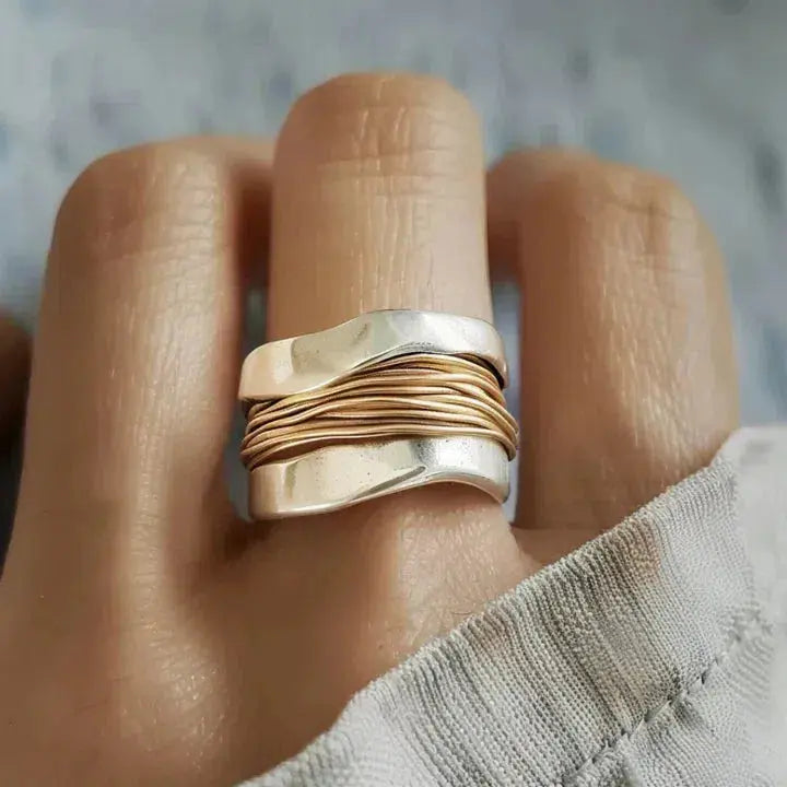 Silver ring with golden threads – 15