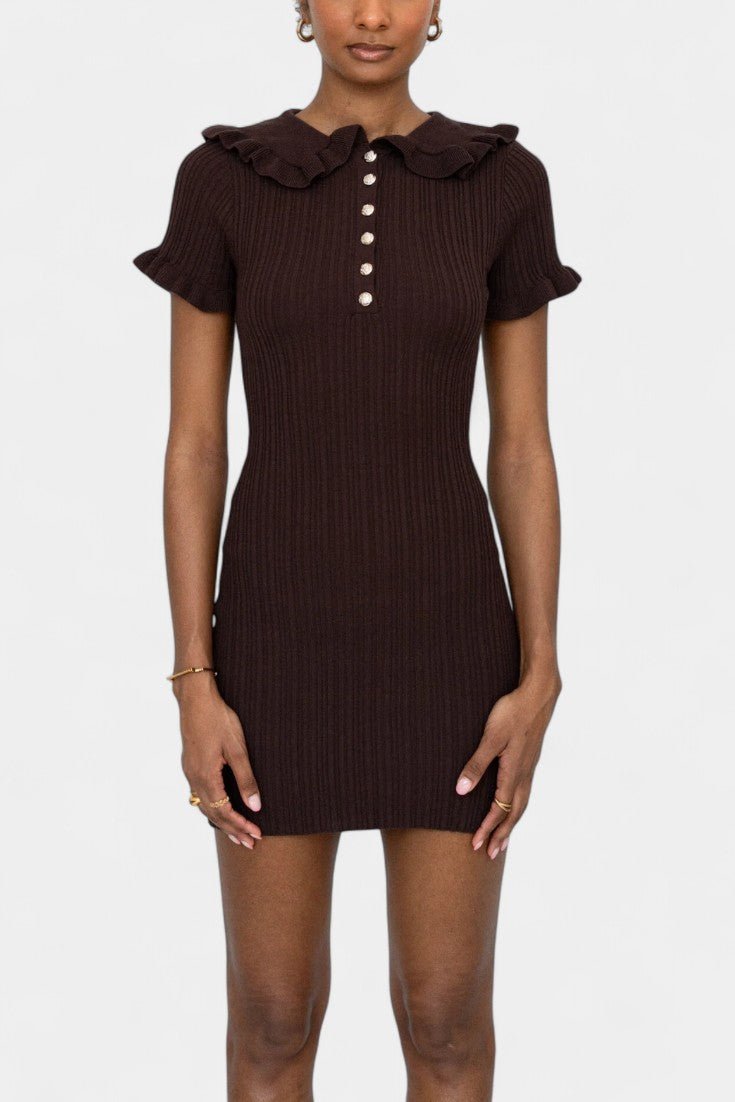 Tanja – Knitted dress – Dark Brown / S