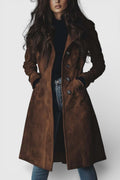 Teresa – Suede Trench Coat in Vintage Style – Brown / M