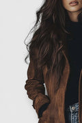 Teresa – Suede Trench Coat in Vintage Style – Brown / L