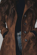 Teresa – Suede Trench Coat in Vintage Style – Brown / XL