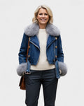 Thyra – Denim jacket with faux fur lining – Dark Blue / L