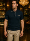 Tobias – Old Money Knit Polo – Navy Blue / L