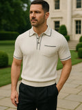 Tobias – Old Money Knit Polo – Navy Blue / XL