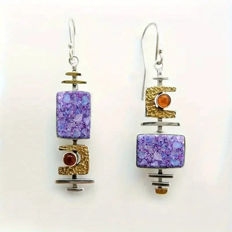 Vintage Large Earrings – Purple