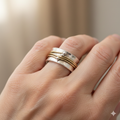Vintage gold ring with layers in silver – 18