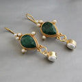 Vintage earrings with ruby ​​and pearl – Dark Blue