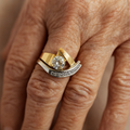 Vintage irregular ring in gold and silver with zircon – 18