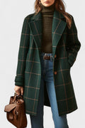 Yrsa – Elegant tweed coat in checkered pattern – M