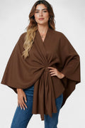 Yvette – Elegant Draped Poncho – Dark Green / One Size
